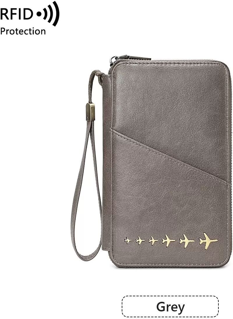 INF Porte-Passeport Gris 2025 avec Blocage RFID - Portefeuille de Voyage Sécurisé