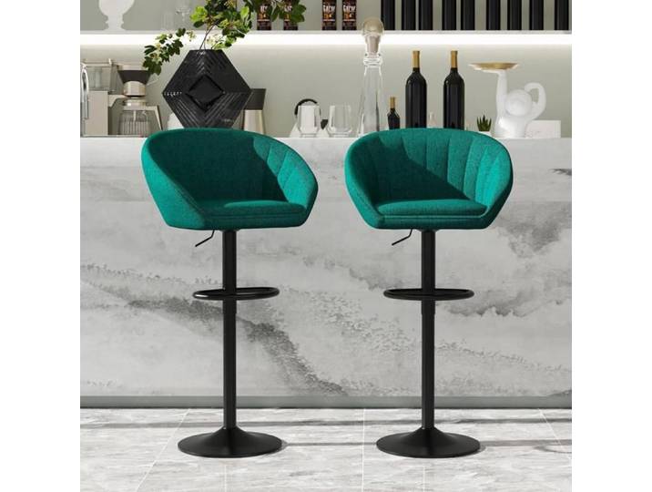 MIPAN Lot de 2 Tabouret Bar Chaise de Bar en Tissu avec Pieds Réglable Chaise Haute Cuisine Tabourets de Bar vert