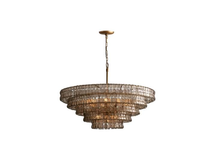 Art déco 2-5 couches Murano Dimmable LED lustre rond ovale lampes suspendues Suspension Luminaire Lampen pour salon