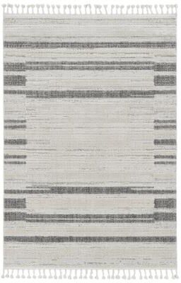 Strick & Bolton Doyle Grey/ Ivory High-low Textured Fringe Area Rug