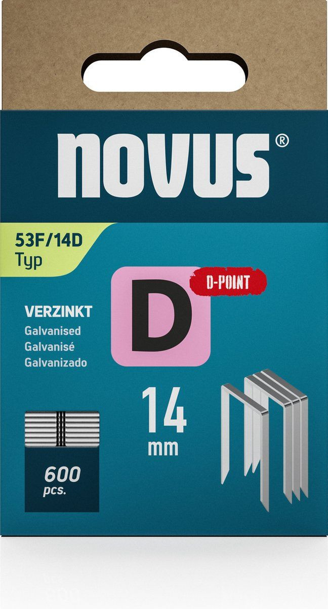 Novus Tools 042-0793 Nieten Type 53F met platte draad, 600 stuks, 14 mm x 11.3 mm