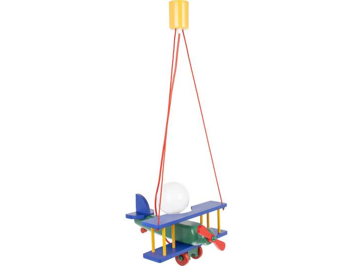 Kinderhängeleuchte Flugzeug, Mehrfarbig, Holz, Kiefer, 31x75x29 cm, Lampen & Leuchten, Innenbeleuchtung, Kinderzimmerlampen, Kinderhängeleuchten