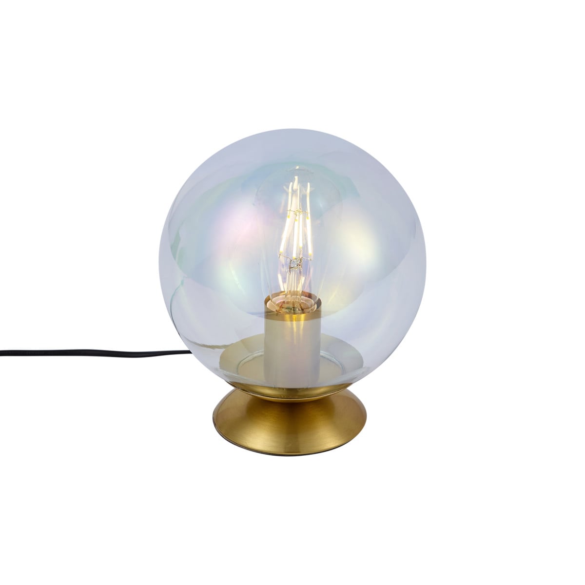 Qazqa Pallon Art Deco tafellamp messing met meerkleurig smoke regenboog glas
