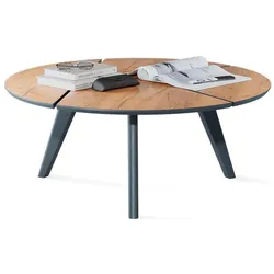 Vicco, Couchtisch + Beistelltisch, Couchtisch Mairo, Goldkraft Eiche/Schwarz, 90 x 34 cm (90 x 90 x 34 cm)
