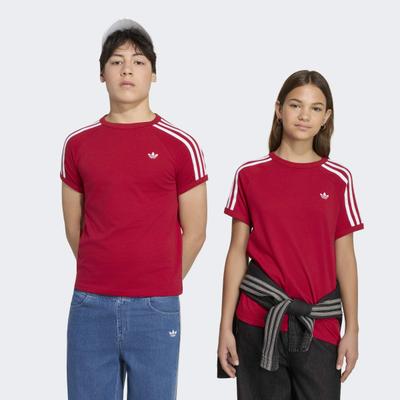 T-Shirt ADIDAS ORIGINALS "3-STREIFEN", Mädchen, Gr. 140, rot (team victory rot), Obermaterial: 100% Baumwolle, normal, Rundhals, Shirts T-Shirt