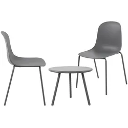 CLP 2er Sitzgruppe Mindin I Garten-Set 2x Stuhl stapelbar und 1x Tisch I Outdoor-Set wetterfest und UV-beständig I Gartenmöbel