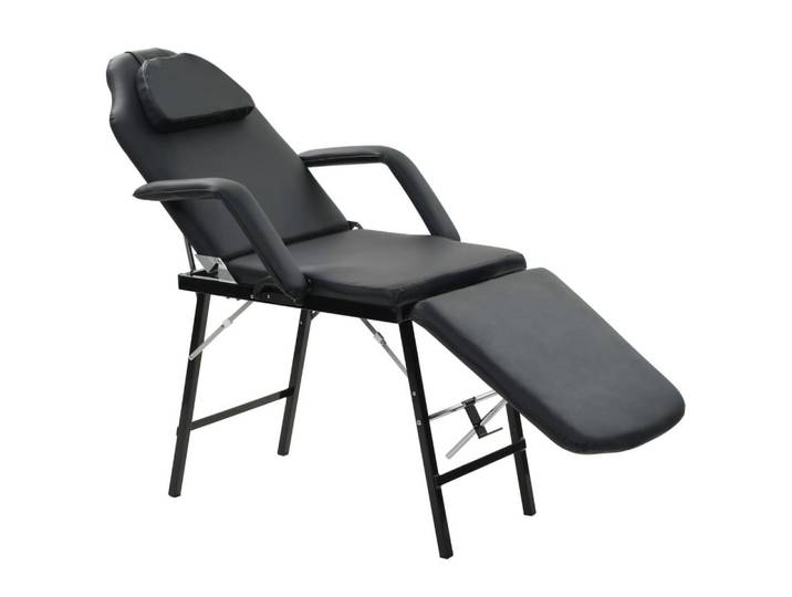 vidaXL Stuhl, Gesichtsbehandlungsstuhl Tragbar Kunstleder 185x78x76cm Schwarz