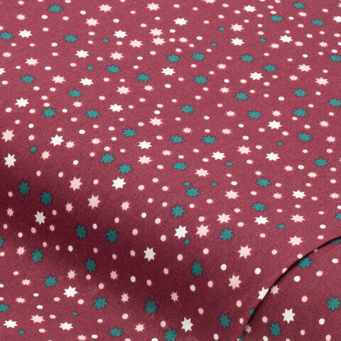 Baumwollstoff Sterne & Punkte "Sina", beere-color