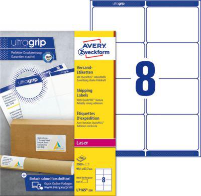 AVERY® Zweckform Versandetiketten, ultragrip, 99,1 x 67,7 mm, 2000 Stück
