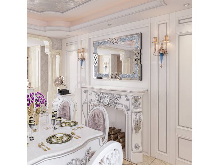 Grands miroirs en cristal pour la décoration murale, Crush Diamond Wall Mirror, Rectangle Silver Rotterdam Kly