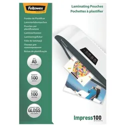 Fellowes Laminierfolien glänzend A5, 100 Stück transparent, 15.6x21.6 cm
