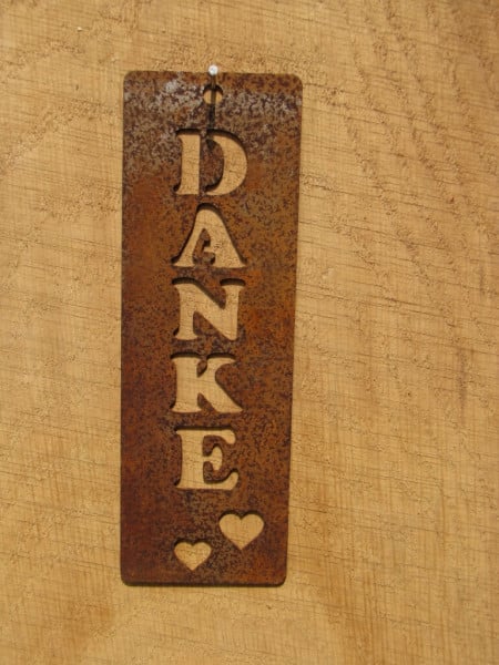 Dewoga Edelrost hanger met de tekst Dankjewel