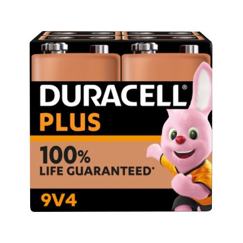 Durcacell Batterie Alkaline, E-Block, 6LR61, 9V Plus, Extra Life, Retail Blister (4-Pack)