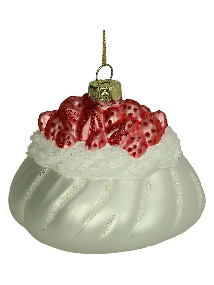 Kersten Baumschmuck "Strawberry Pavlova" in Weiß/ Rot - Ø 8,9 cm - onesize