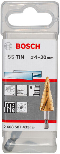 Fraise étagée HSS-TiN 4 - 20 mm, 70,5 mm ; Bosch (2608587433)