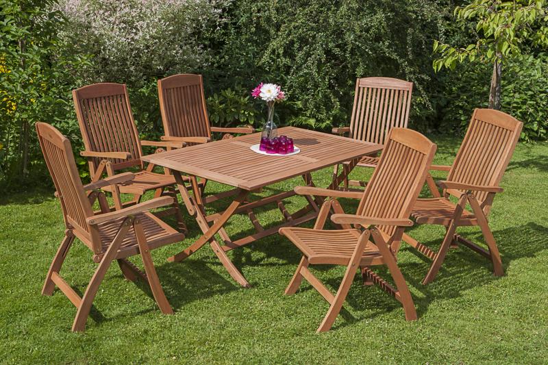 MERXXHANDELS Maracaibo Set 7tlg 6 Sessel Klapptisch 160x90cm Eukalyptus 09223822