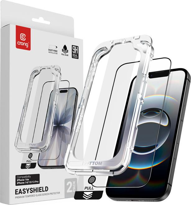 Crong CRGES2PIP16E Screenprotector voor Apple iPhone 16, iPhone 14, iPhone 13 en iPhone 13 Pro, 1 stuk