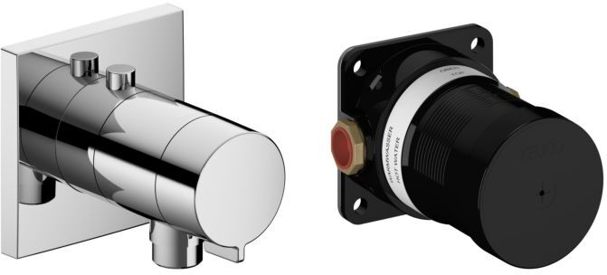 Keuco Ixmo solo Fertigmontageset 59554010022 verchromt, Thermostatarmatur, Schlauchanschluss, eckig