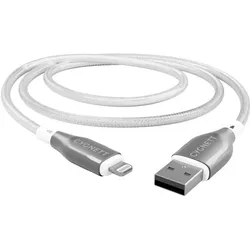Cygnett Gepanzertes Lightning-auf-USB-A-Kabel, Weiss, 2 m (2 m, USB 2.0, 12 W), USB Kabel