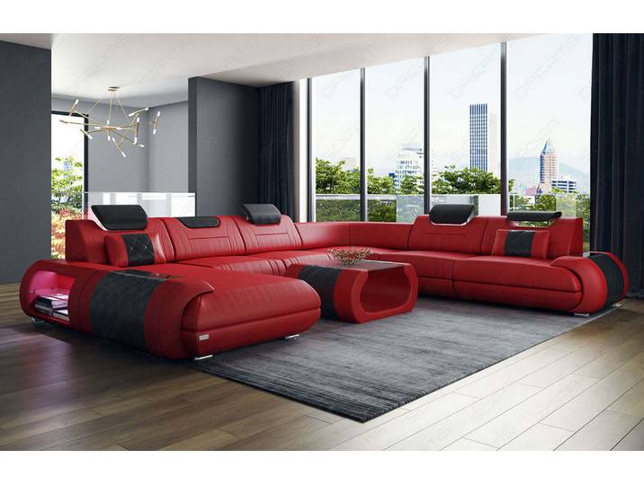 XXL Wohnlandschaft Rimini U-Form aus Leder