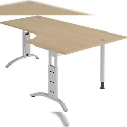 bümö manuell höhenverstellbarer Eckschreibtisch Eiche, Schreibtisch L Form 200x120 cm - Eckschreibtisch höhenverstellbar, L Schreibtisch, PC-Tisch