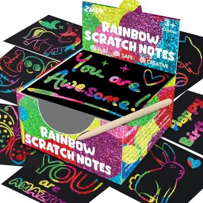 Inspired Finds Dazzling Scratch Painting Interactive Art Kit With Note Cards Parent Child Creative Toy colourful