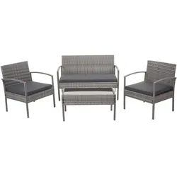 POLY-RATTAN GARNITUR Grau, Anthrazit