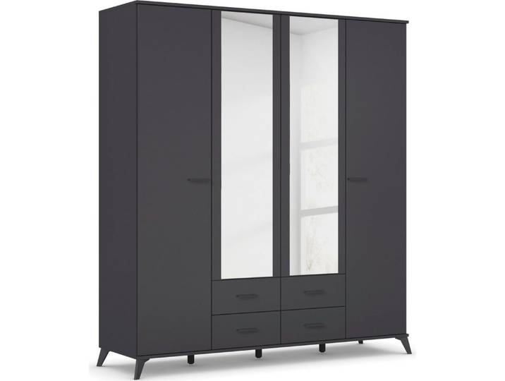 rauch Drehtürenschrank Lucena mit schräg ausgestellten Füßen im Monochrom-Stil, mit Spiegel