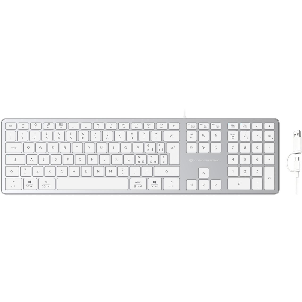 Conceptronic USB Tastatur slim USB-A/USB-C Layout IT ws