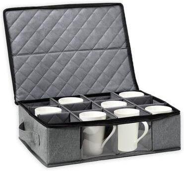 Inspired Deals 12 Compartment Coffee Mug Storage Box With Clear Window Lid And Protective Dividers 12 Compartment Coffee Mug Storage Box With Clear Window Lid And Protective Dividers
