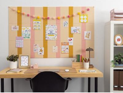 Felt Right Peach Pinstripe Bulletin Board   Sound Dampening Pinnable Tiles