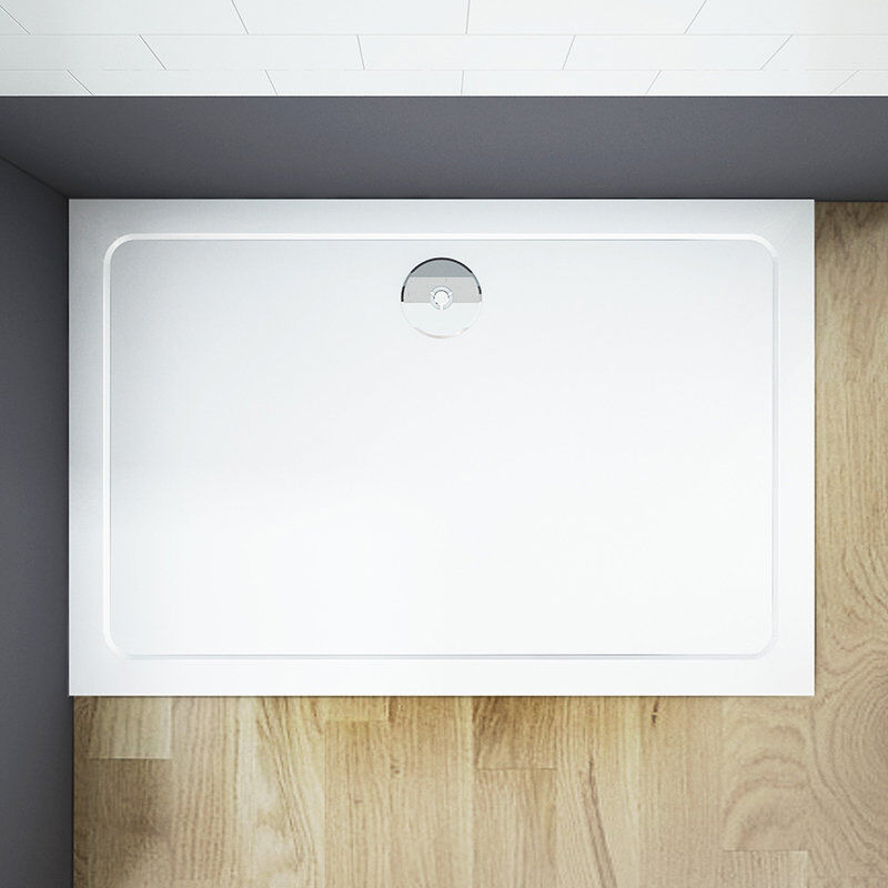 Belfry Bathroom Clairville Stone Shower Tray White White 30mm H x 900mm W x 800mm D