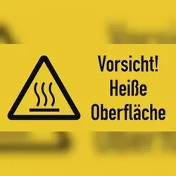Vorsicht! Heiße Oberfläche ISO 7010, Kombischild, Polyesterfolie, 105x52 mm
