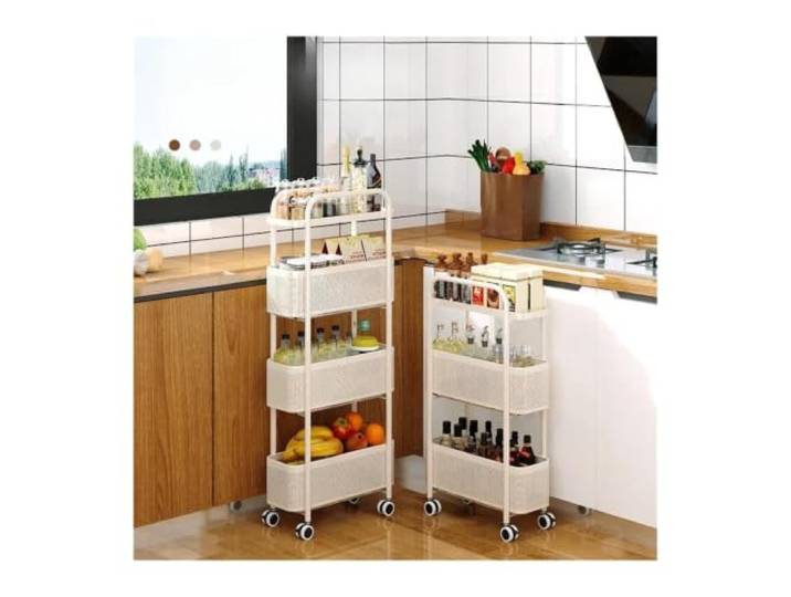 MFWHEFJ Rollwagen KüChe Slim Gap tragbarer Trolley-Organizer mit Schublade Küche, Badezimmer, Sofa, Kühlschrank, mehrstöckig, faltbare Aufbewahrungsräder(Style 1)