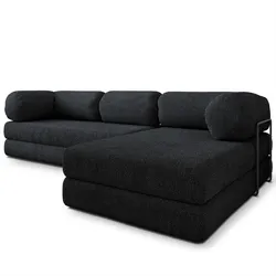 ECKSOFA KELI modulares Boneless Sofa mit Schlaffunktion Schwarz Boucle-Stoff