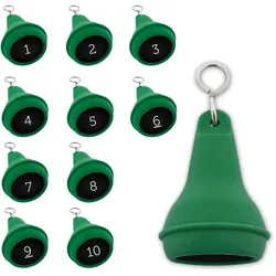 CombiCraft Mayfair Schlüsselanhänger Grün 70x40 mm - 10er Pack mit den gravierten Zahlen 1-10