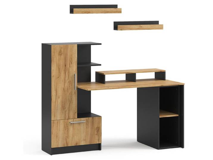 Bureau Vicco Tomy Anthracite/Chêne de force doré 150x59cm Lot de 5\, Model 59853