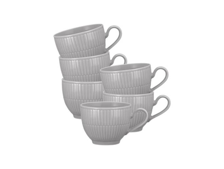 Seltmann Weiden Kaffeetassen Amina Silbergrau 0,25 l 6er Set, Grau, Keramik, 0.25 L, Rund, Geschirr, Tassen, Kaffeetassen