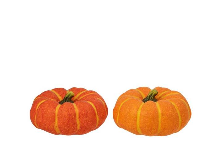 J-Line décoration Citrouille - céramique - orange - 2 pcs