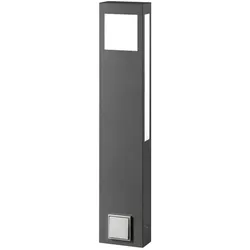 CMD Creative Metalldesign Outdoor Stehleuchte AQUA PAULO, IP44, mit Steckdose, 80cm, 2G11 (inkl. 18W 3000K 1800lm), Edelstahl / Makrolon, anthrazit CMD-66/ST