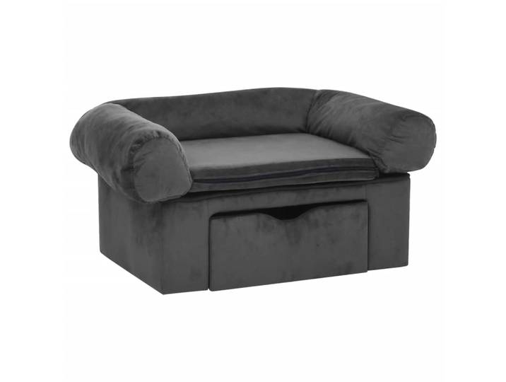 vidaXL Canapé pour chien avec tiroir gris foncé 75x50x38 cm peluche