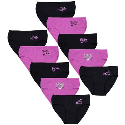Slip TUPTAM "Slips Mädchen Slips mit Aufdruck 10er Pack", Kinder, Gr. 128, rosa (slips, forever friends schwarz rosa), Unterhosen Slip