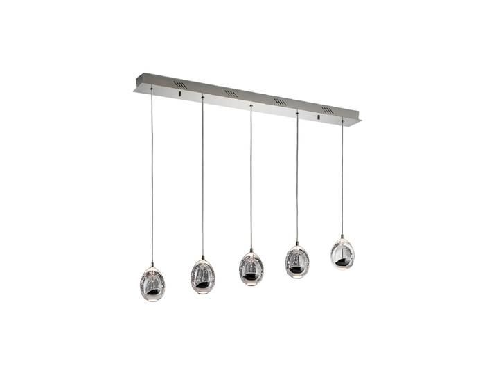 Dimmbare LED Design Hängelampe „Rocio“ 5-flammig, Silber Silber, Chrom-Finish Schuller