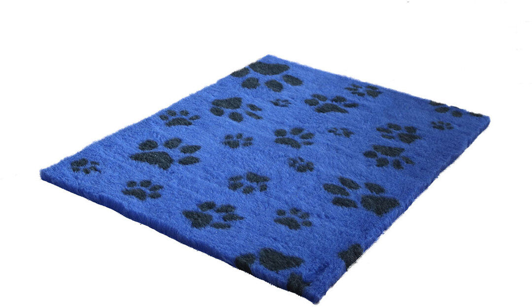 Vet Fleece Bedding   Non-Slip Multi-Paws Vet Bed O Animal Print Fleece Pet Bed Blue/Charcoal 3cm H x 300cm W x 76cm D