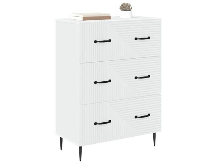 KTHLBRH Schrank mit Schubladen, weiß, 66 x 34,5 x 89,5 cm Technisches Holz, Metallgriffe, 3 Schubladen, Vintage-Design, für Wohnzimmer
