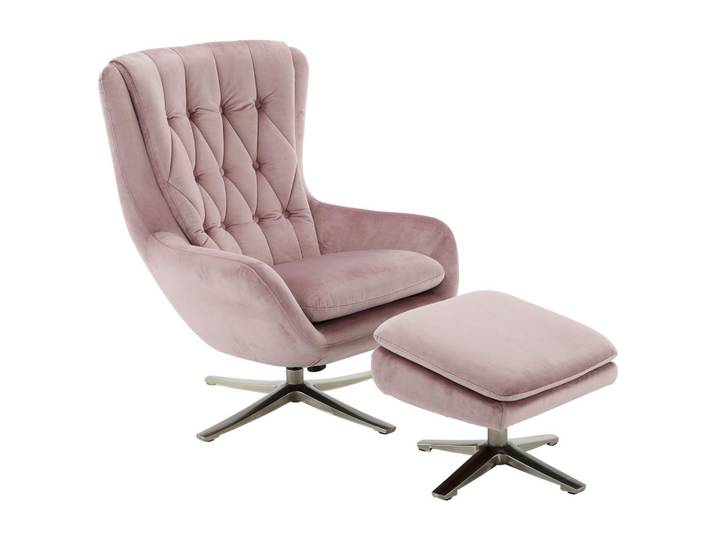 Carryhome Relaxsesselset, Nickelfarben, Altrosa, Metall, Uni, 73x102x84 cm, Wohnzimmer, Sessel, Relaxsessel