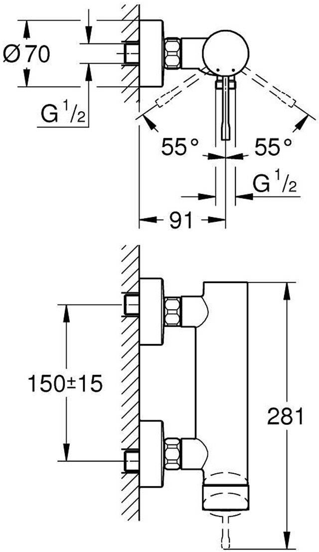 Grohe Essence New Einhand-Brausebatterie Aufputz