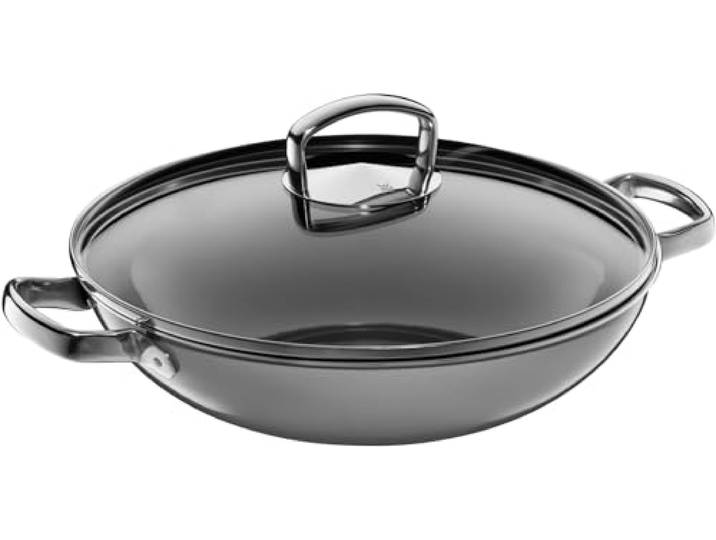 WMF Fusiontec Mineral Wok Induktion 32 cm, Wokpfanne mit Glasdeckel, High-Tech Keramik, backofenfest, kratzfest, grau