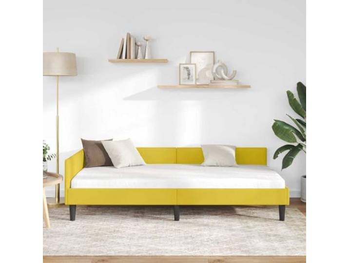 KTHLBRH Eckbett Gelb 90 x 190 cm Samt Struktur aus Sperrholz, Lattenrost, modernes Design, für Schlafzimmer