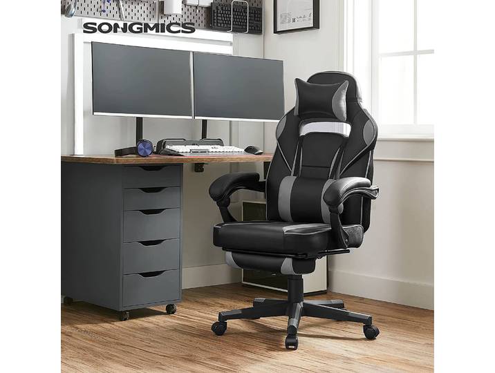 Chaise gamer Moco XXL 38 x 95 x 45cm Noir/Noir/Gris